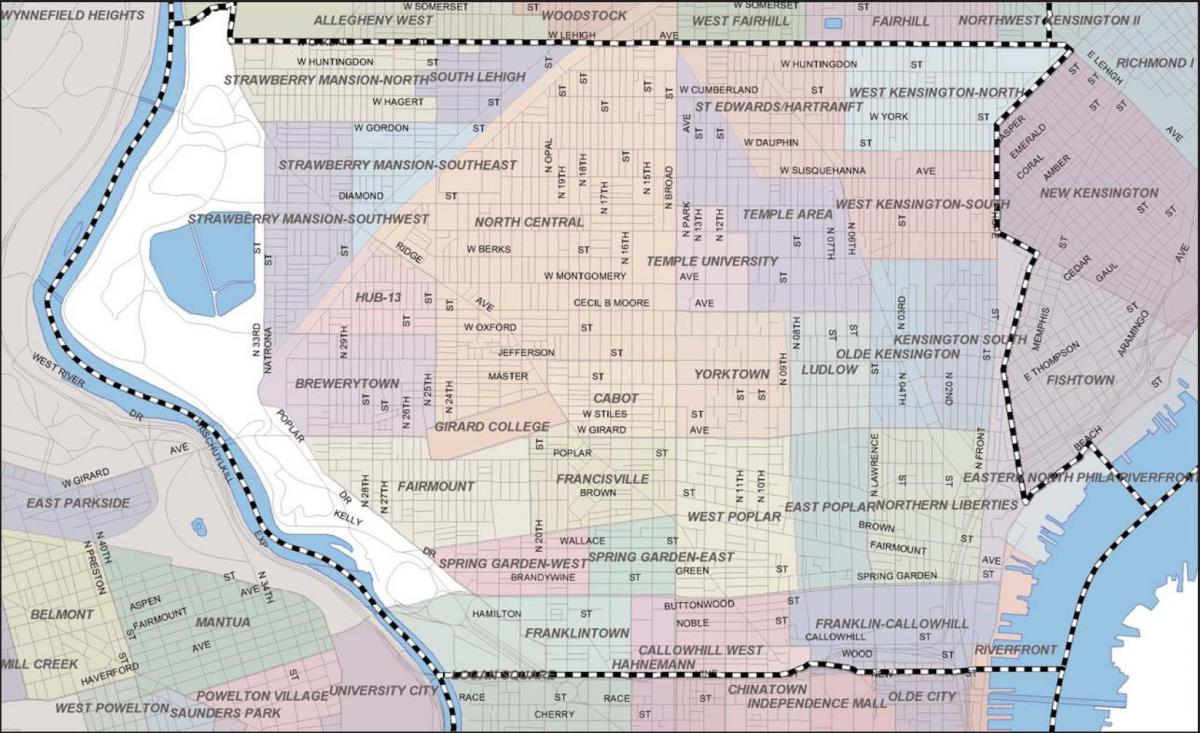 mapa Philadelphiji pustopolju