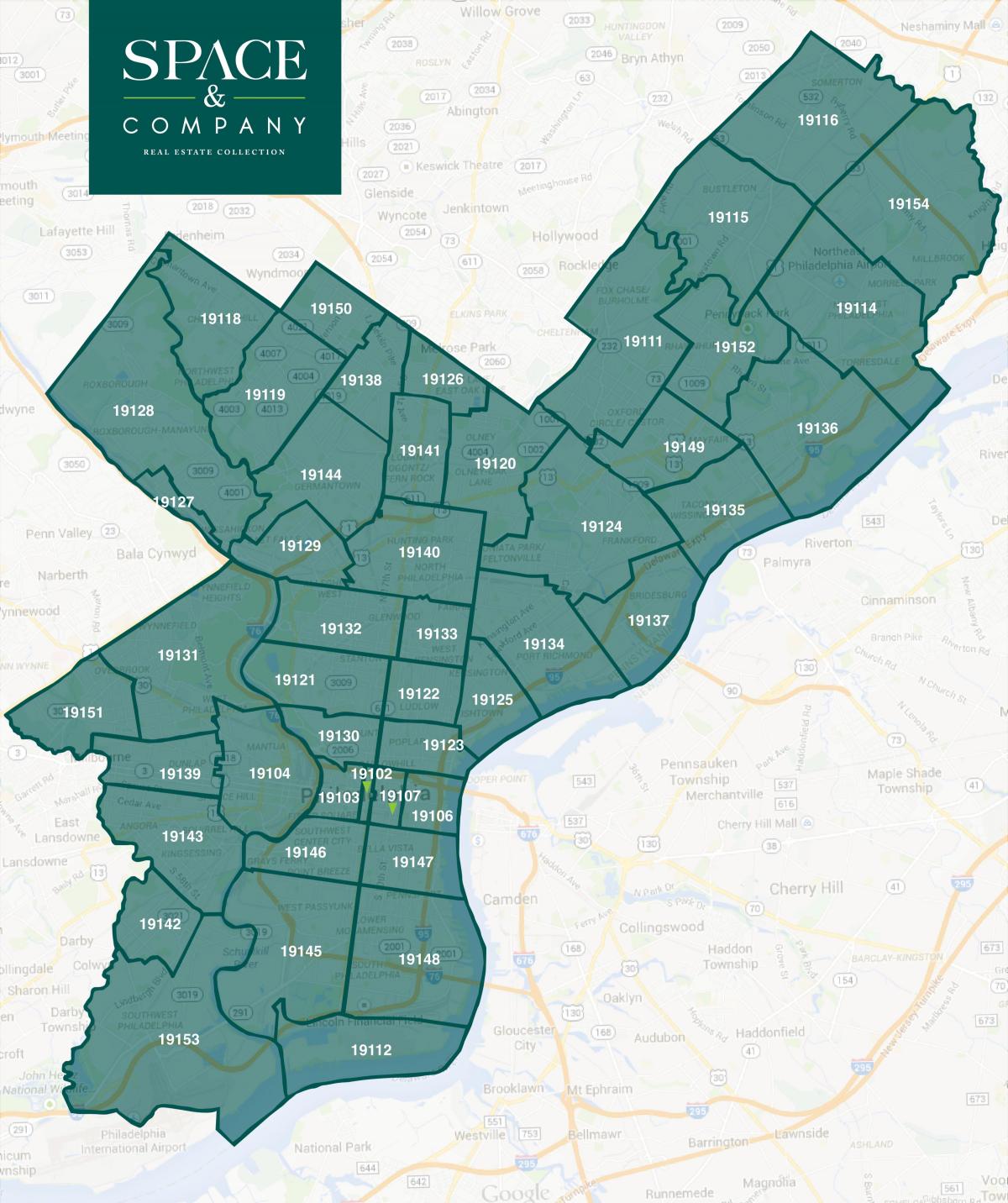 mapa centar grad Philadelphia poštanski broj