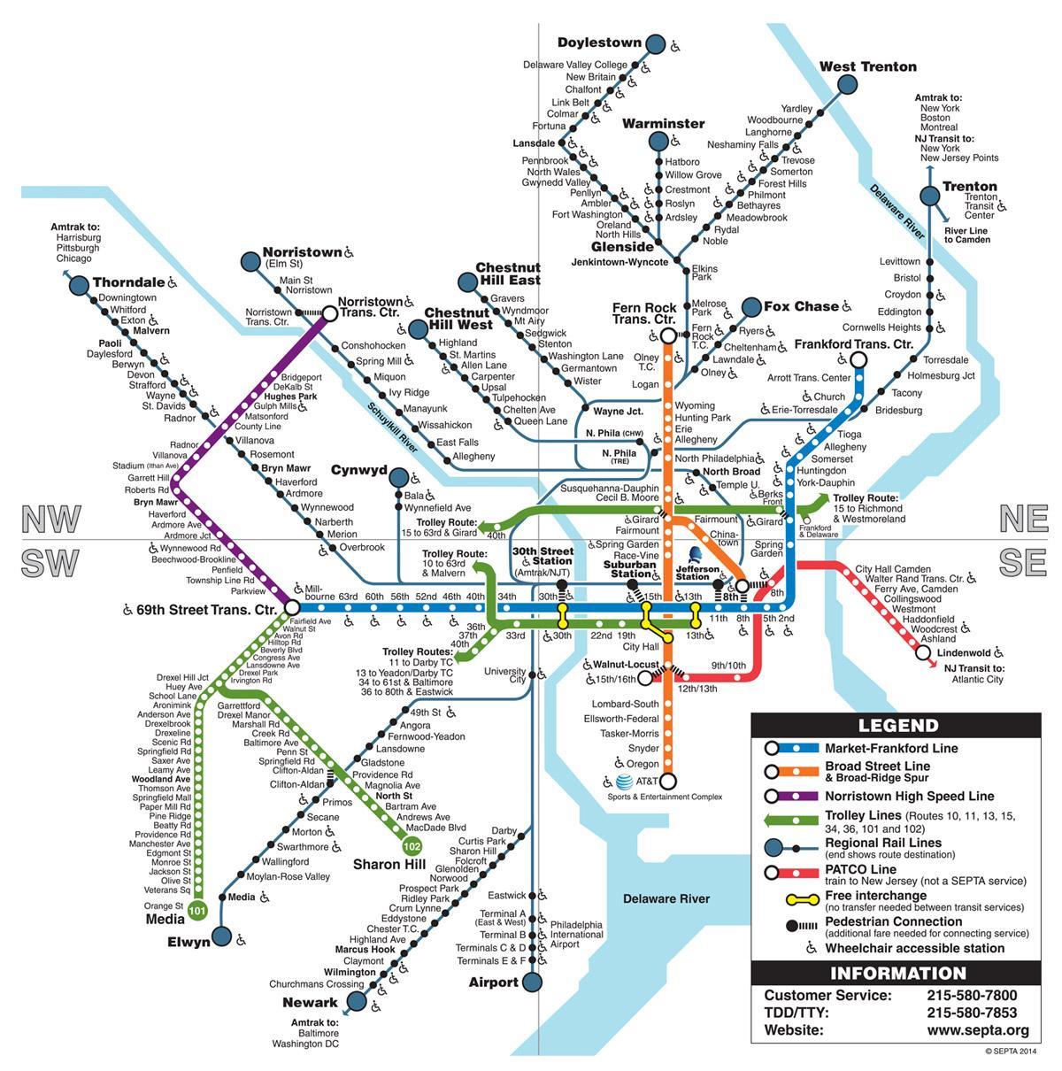 metro mapu Philadelphiji